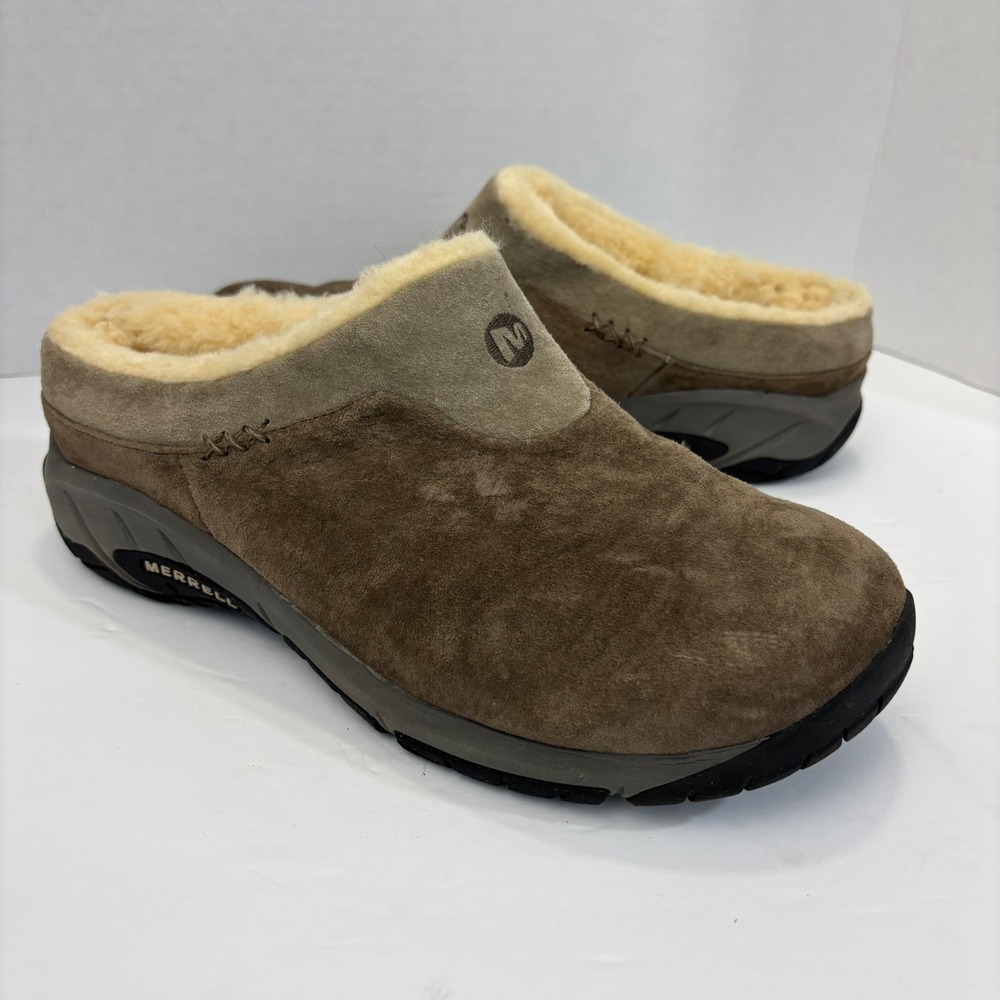 Merrell Encore Ice Clogs Sheepskin J66600 Womens 10 Suede Mules Slip On Slippers